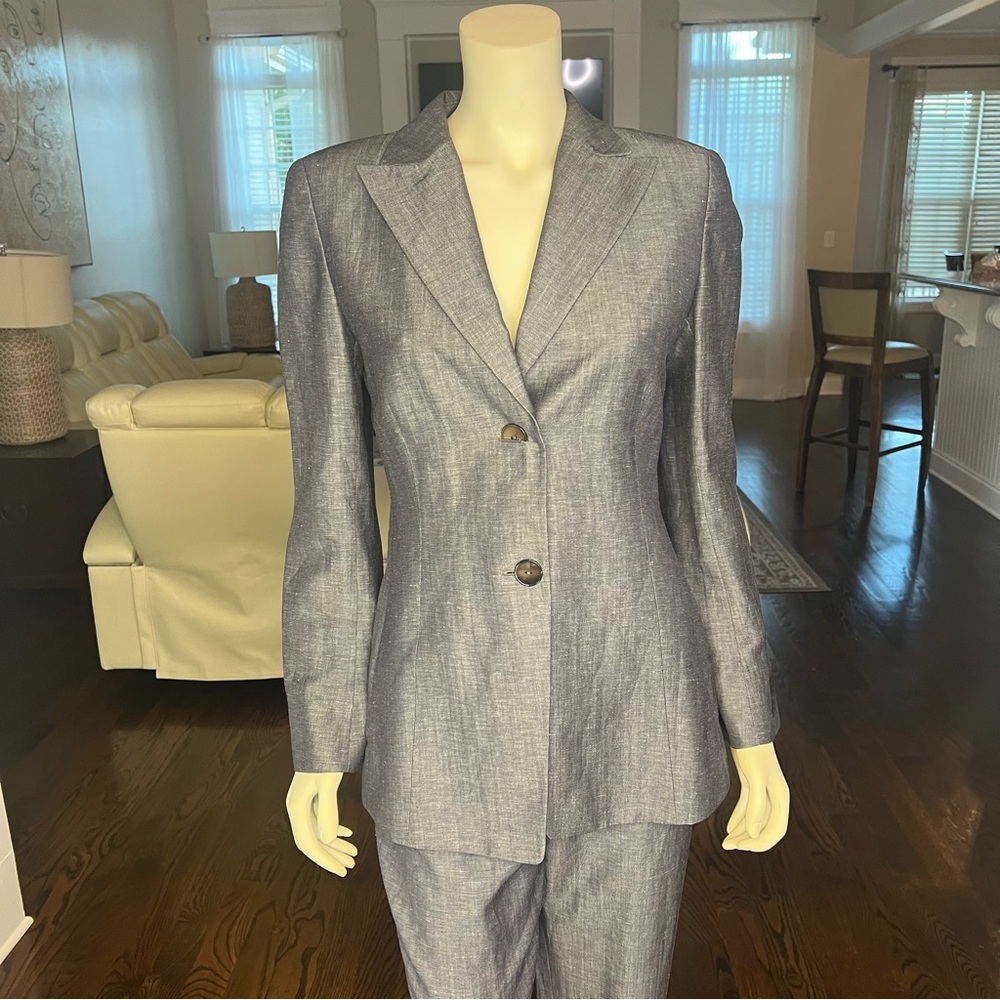 Akris Linen Cashmere Silk Gray Work Blazer Jacket
